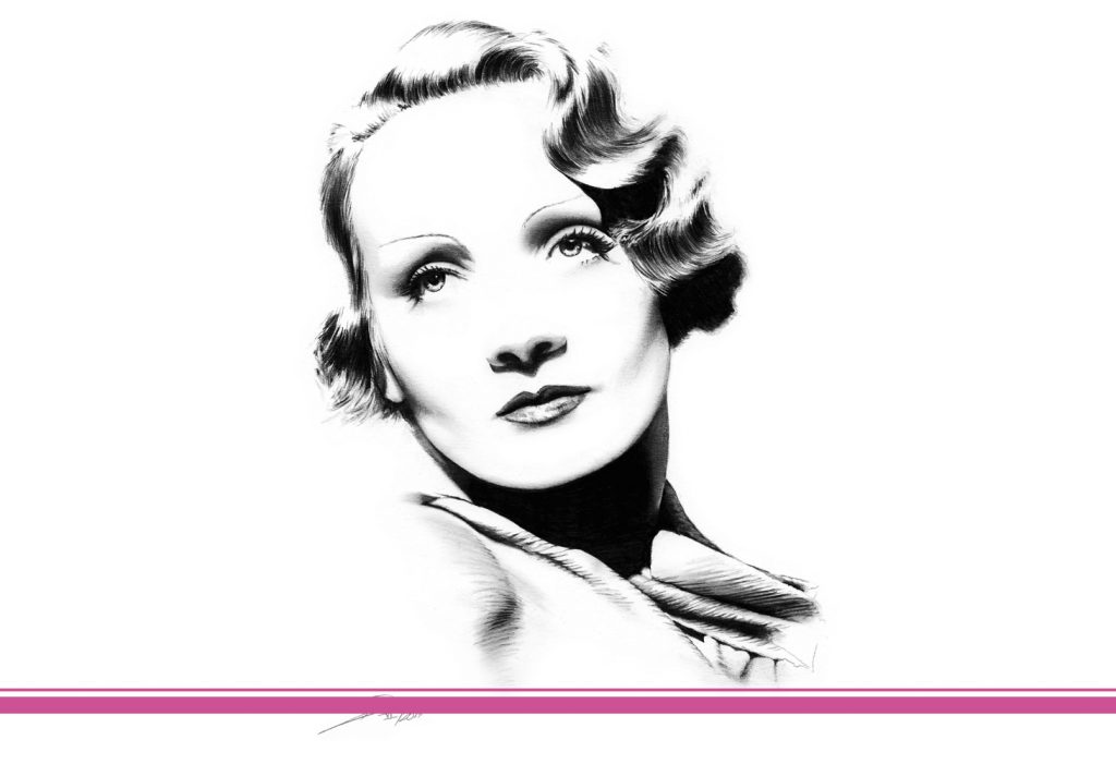 Marlene Dietrich als Bleistiftzeichnung – zeitlose Eleganz auf Papier