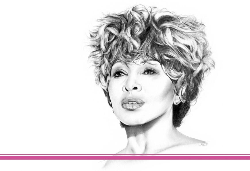 Portraitzeichnung in Bleistift von Tina Turner