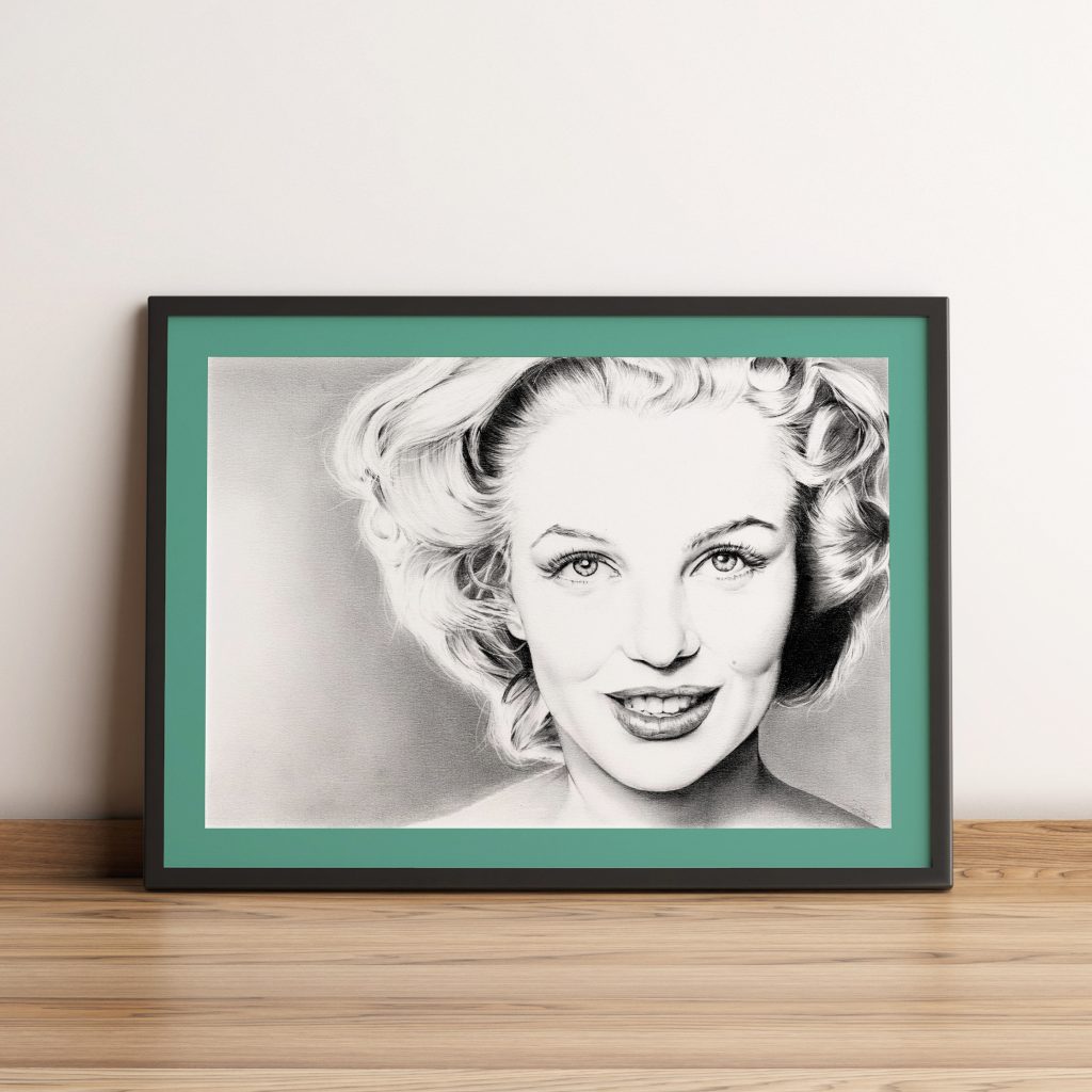 gerahmte Zeichnung Marilyn Monroe
