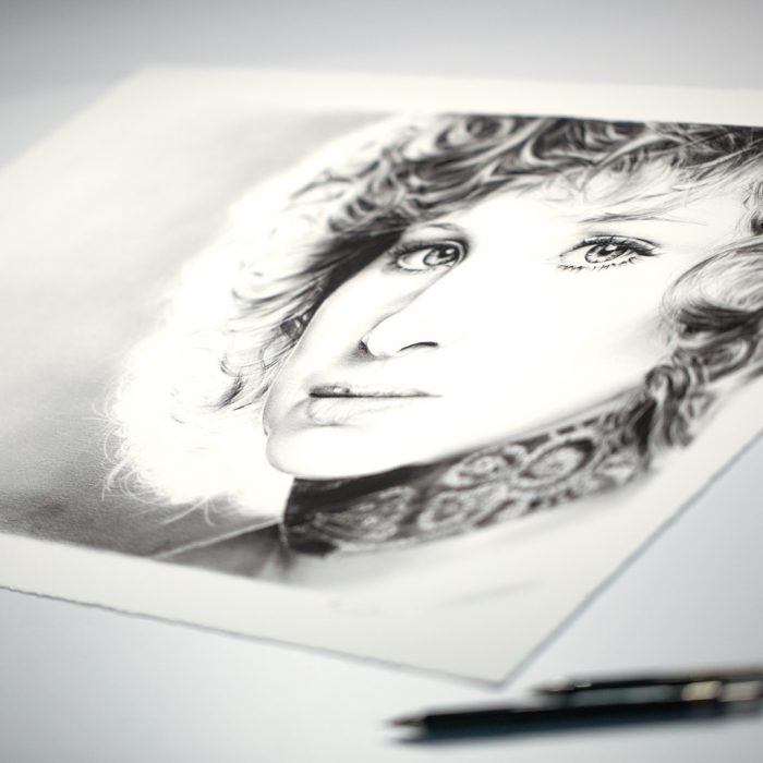 Bleistiftzeichnung Portrait Kunst Dirk Richter - limitierter Kunstdruck Barbra Streisand