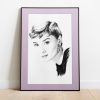 gerahmter Kunstdruck Wandbild Audrey Hepburn 2