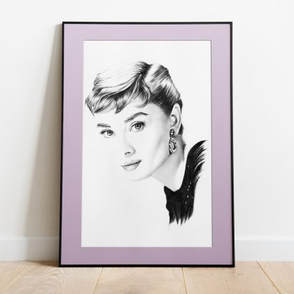 gerahmter Kunstdruck Wandbild Audrey Hepburn 2