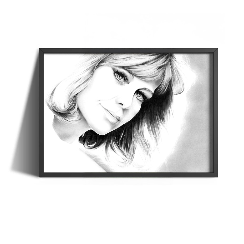 Bleistiftzeichnung Portrait Kunst Dirk Richter - Kunstwerk Hildegard Knef