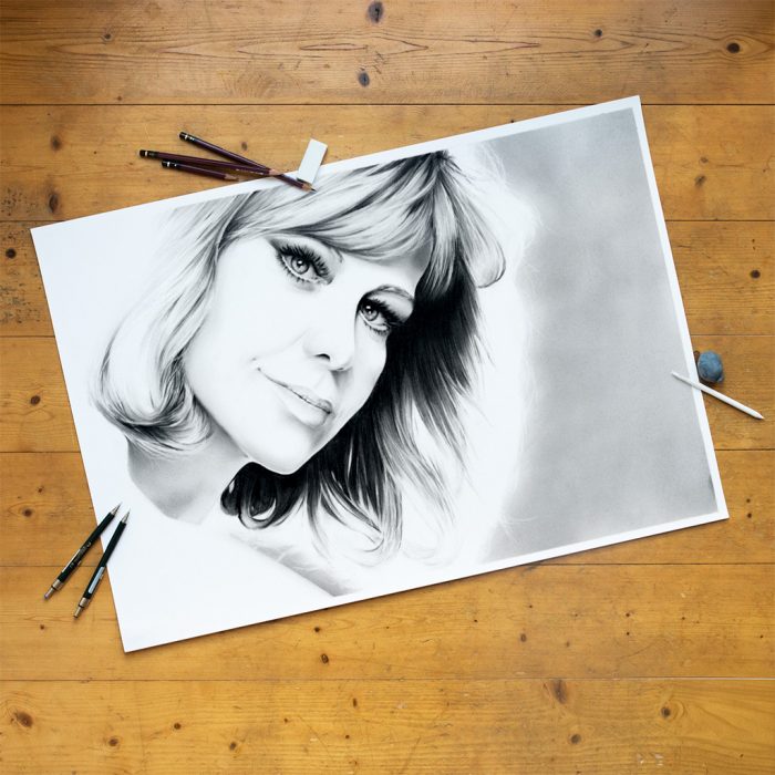 Bleistiftzeichnung Portrait Kunst Dirk Richter - original Bleistiftzeichnung Hildegard Knef