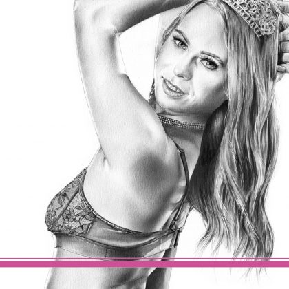 Bleistiftzeichnung Pinup Kunst Dirk Richter - Kunstwerk Original Jill Kassidy 2