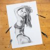 original Bleistiftzeichnung Jill Kassidy Pinup Bleistiftzeichnung Portrait Kunst Dirk Richter - original Bleistiftzeichnung Jill Kassidy Pinup