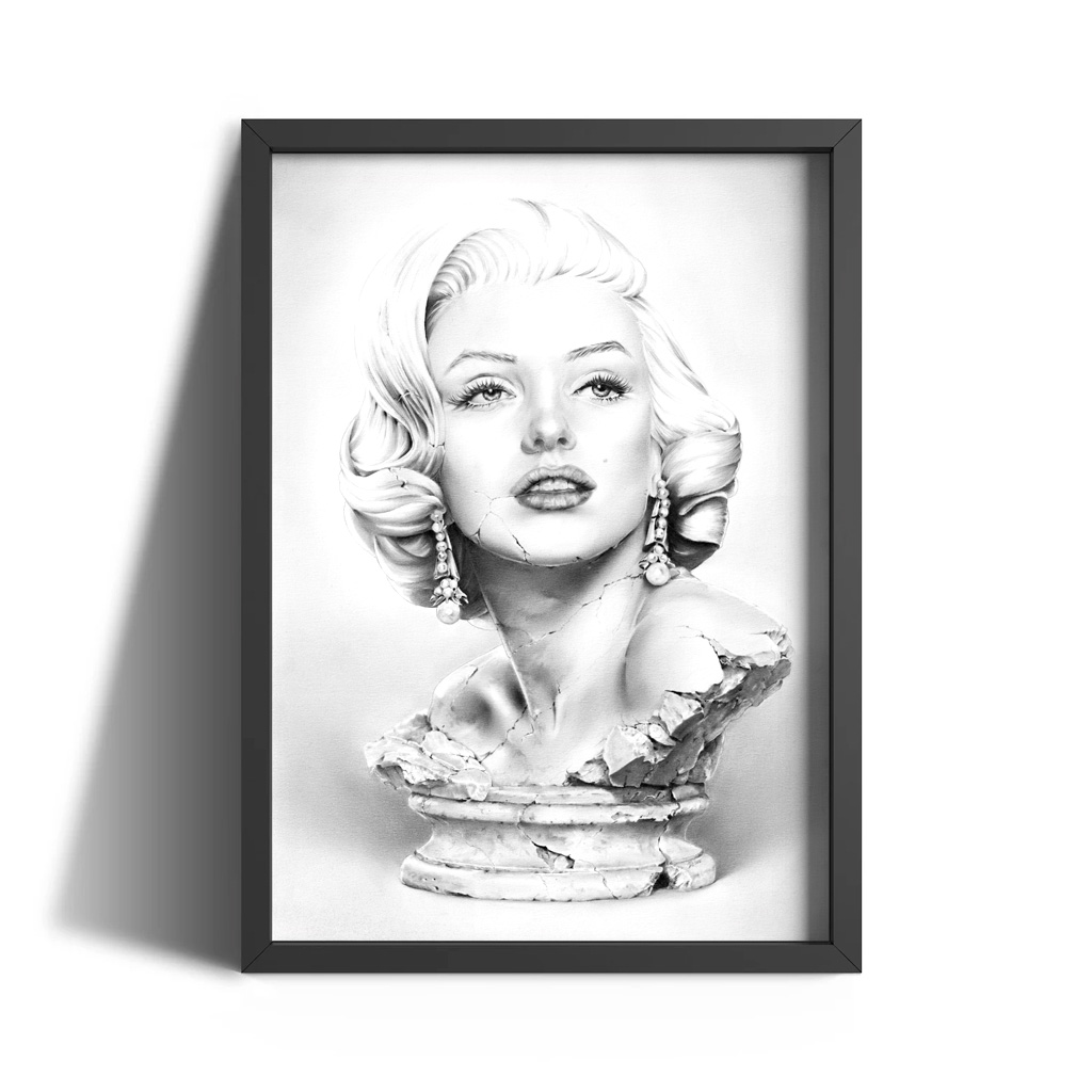 Bleistiftzeichnung Portrait Kunst Dirk Richter - Kunstwerk Büste Marilyn Monroe