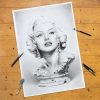 Bleistiftzeichnung Portrait Kunst Dirk Richter - original Bleistiftzeichnung Marilyn Monroe Büste