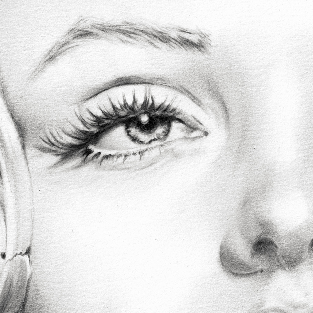 original Bleistiftzeichnung Marilyn Monroe Büste Detail 1