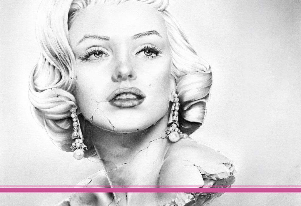 Bleistiftzeichnung Portrait Kunst Dirk Richter - Kunstwerk Original Büste Marilyn Monroe