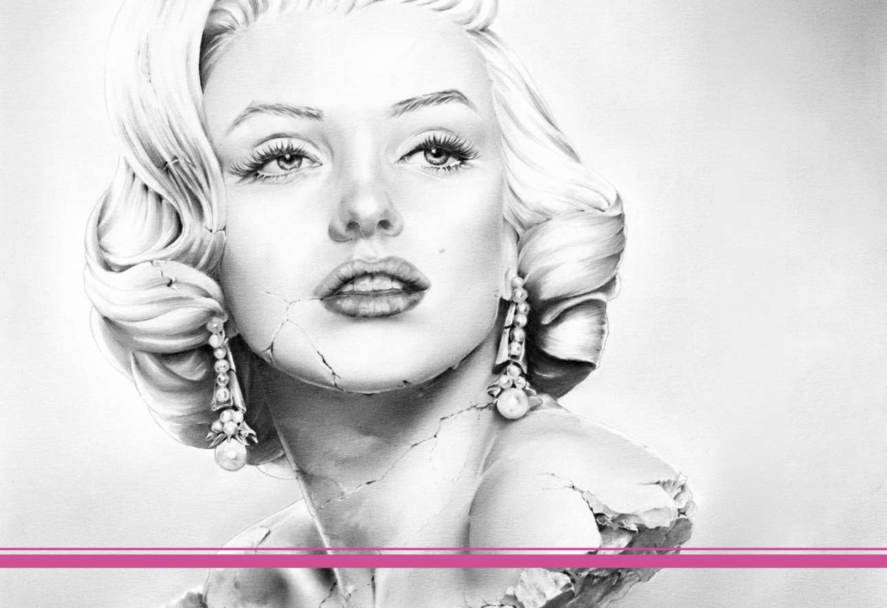 Bleistiftzeichnung Portrait Kunst Dirk Richter - Kunstwerk Original Büste Marilyn Monroe