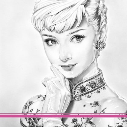 Bleistiftzeichnung Portrait Kunst Dirk Richter - Kunstwerk Original Audrey Hepburn Büste