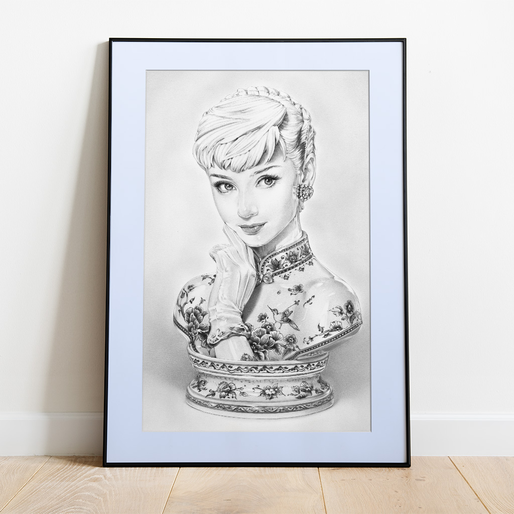 gerahmter Kunstdruck Audrey Hepburn Büste