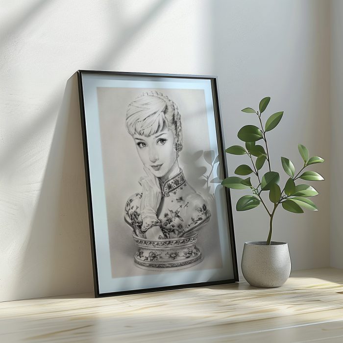 angelehnter Rahmen Audrey Hepburn Büste angelehnter Rahmen Audrey Hepburn Büste