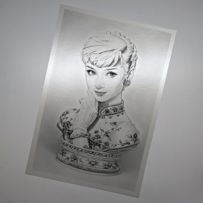 silver line Kunstdruck limitiert Audrey Hepburn Büste Dirk Richter silver line Kunstdruck limitiert Audrey Hepburn Büste