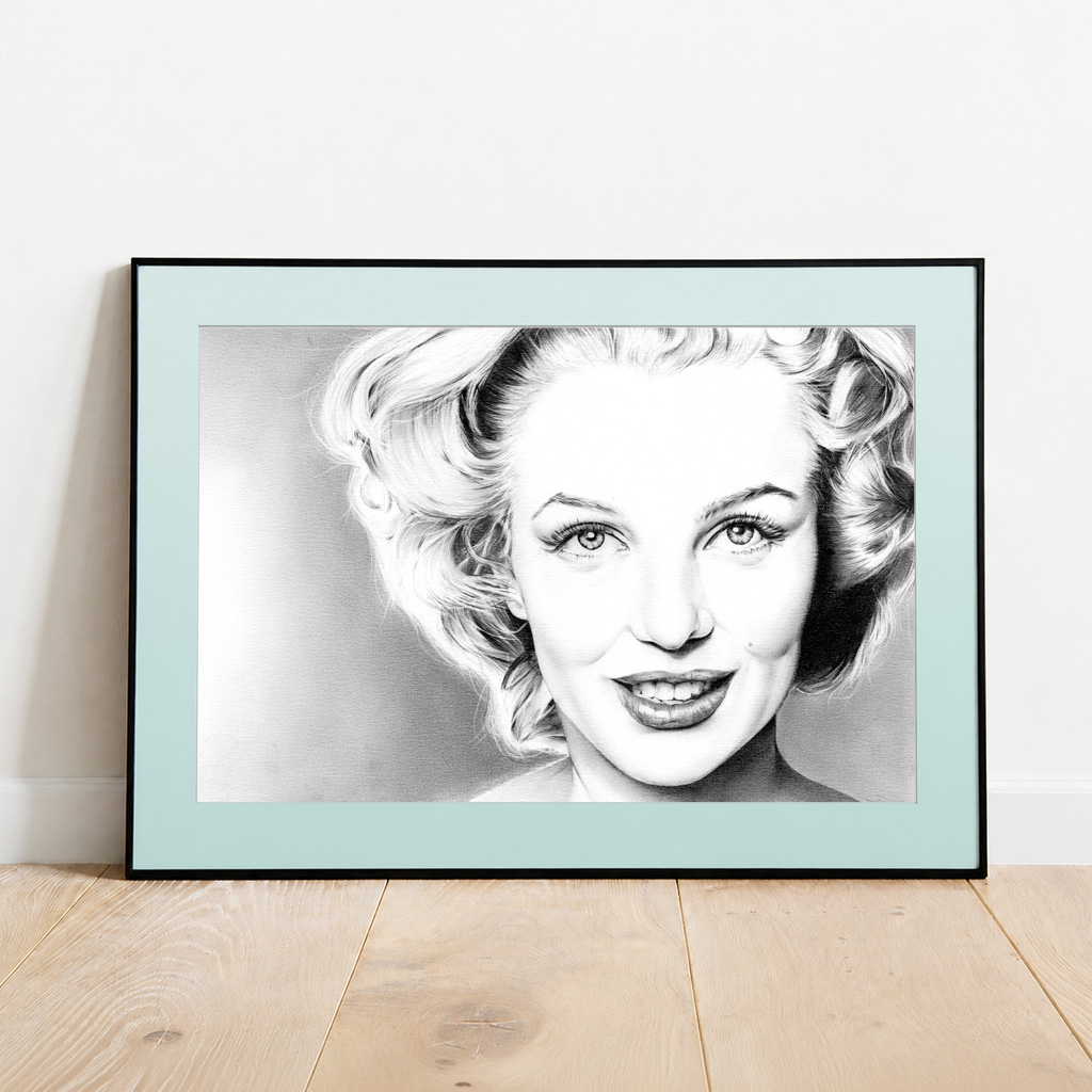 gerahmte Zeichnung Marilyn Monroe