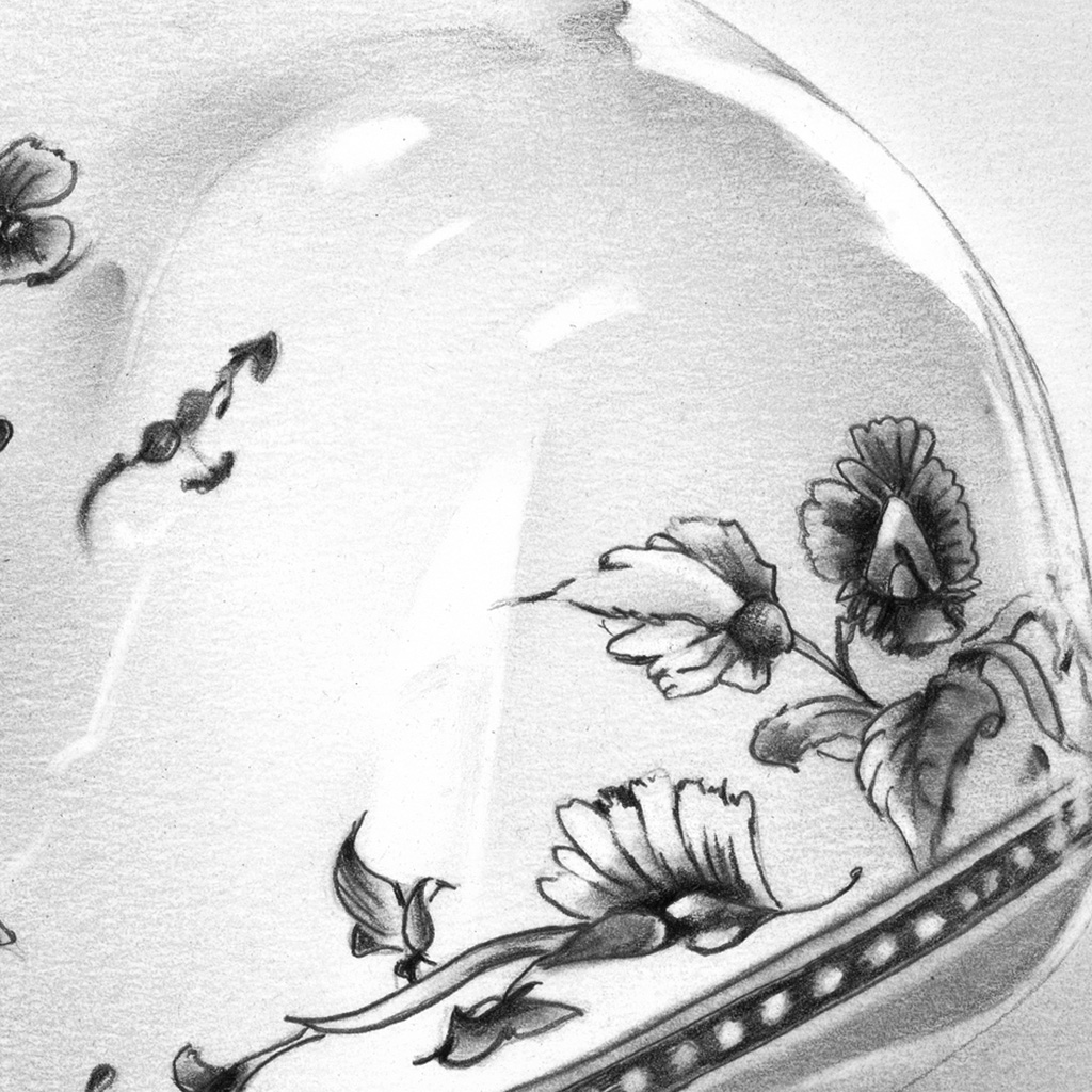 original Zeichnung Audrey Hepburn Büste Detail Schulter